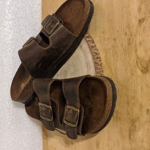 White Mountain Footbed Helga Womens Leather Sandal Sandals Slides Size 10 Brown